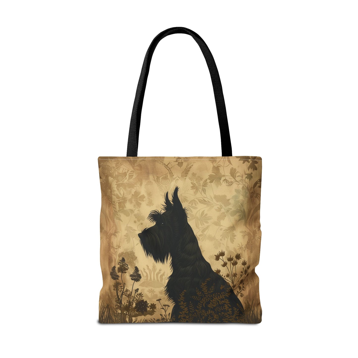 Scottish Terrier Vintage Floral Tote Bag, Elegant Eco-Friendly Design