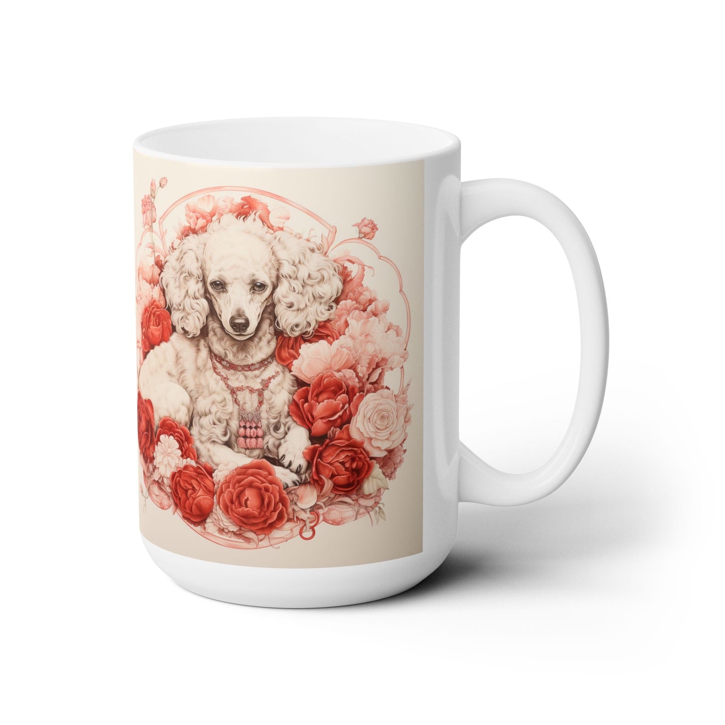 Elegant Poodle Mug - Floral Design for Dog Lovers