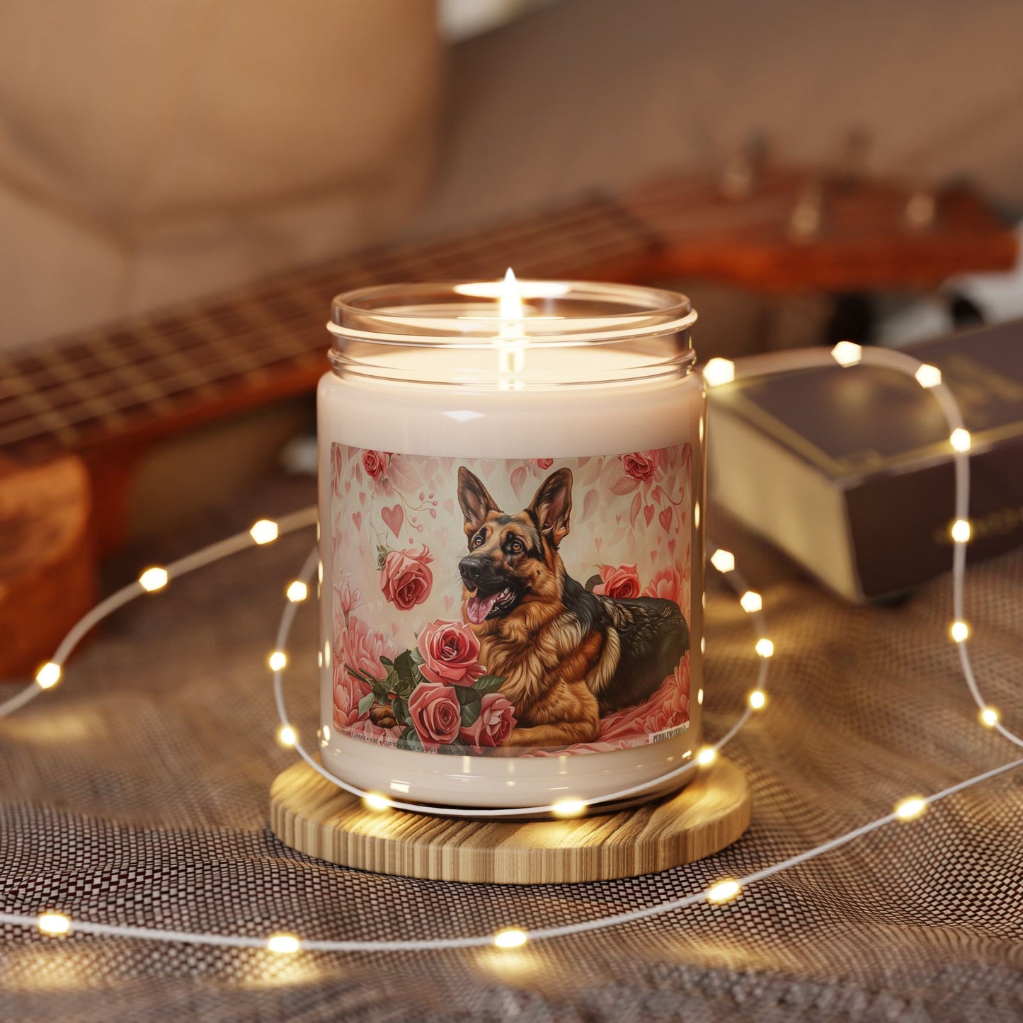 German Shepherd Vintage Rose Candle - Perfect Gift for Dog Lovers