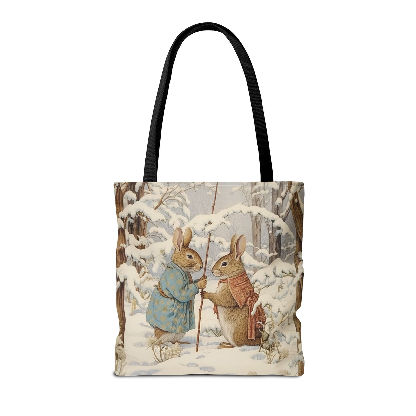 Winter Wonderland Rabbit Tote Bag, Eco-Friendly Canvas Gift