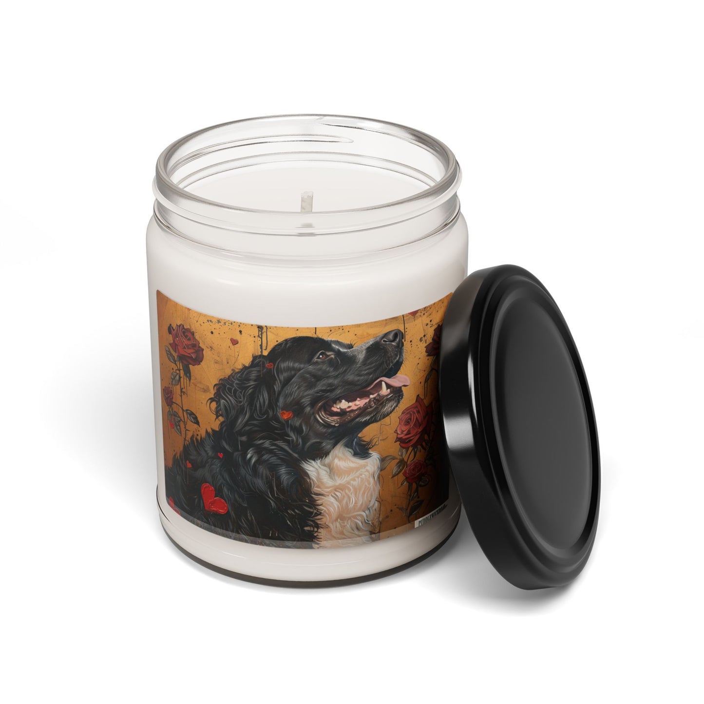 Newfoundland Dog Candle – Artistic Pet Lover Gift, Rose-Inspired Design