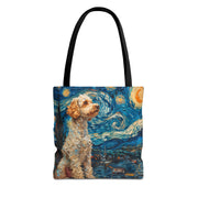 Starry Cockapoo Night Tote Bag, Artistic Eco-Friendly Shopping and Gift Bag