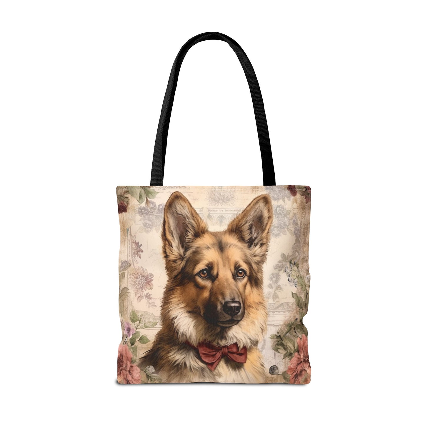 German Shepherd Floral Elegance Tote Bag – Eco-Friendly Casual Carryall