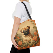 Charming Pug Floral Tote Bag, Perfect for Dog Lovers and Gifts