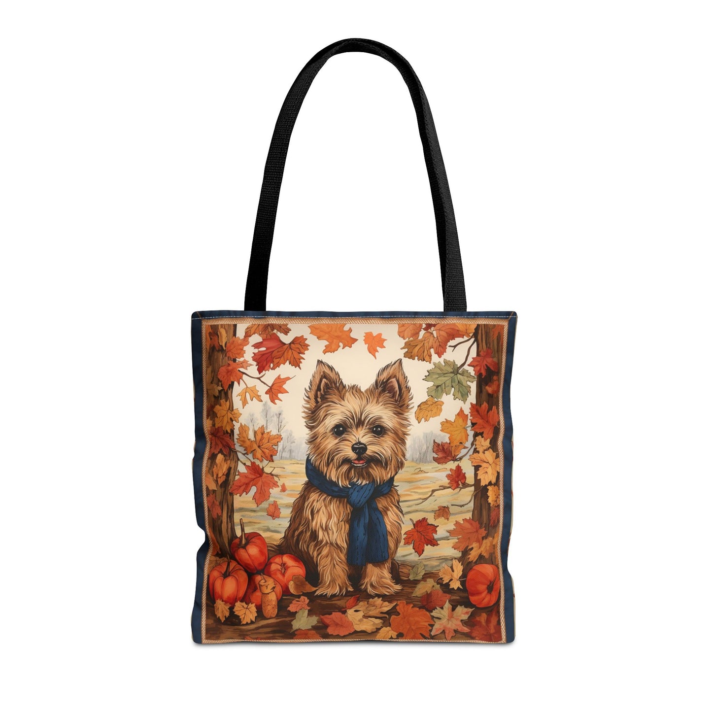 Yorkie Autumn Charm Tote Bag, Fall Leaves Design, Eco-Friendly Canvas