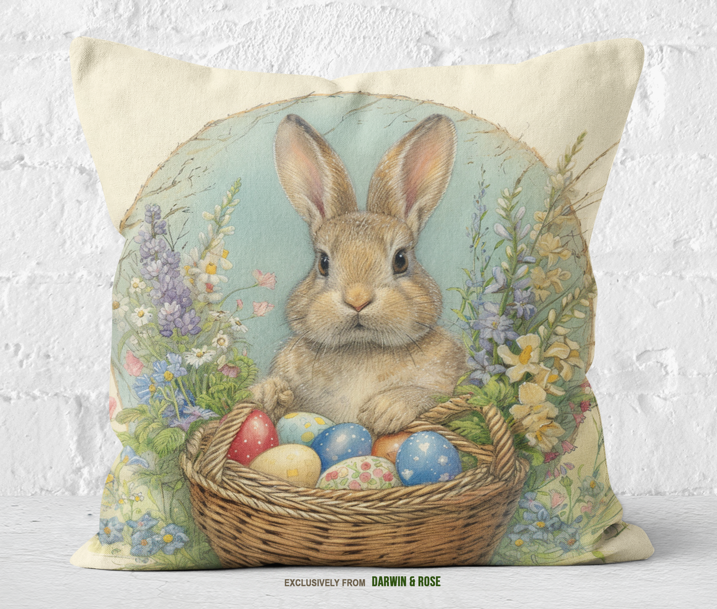 Easter Bunny Pastel Throw Pillow - Whimsical Spring Decor