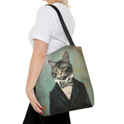 Elegant Cat Canvas Tote Bag with Tuxedo Art, Stylish Gift for Cat Lovers