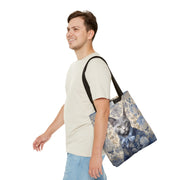 Russian Blue Cat Floral Tote Bag, Elegant Eco-Friendly Shopper