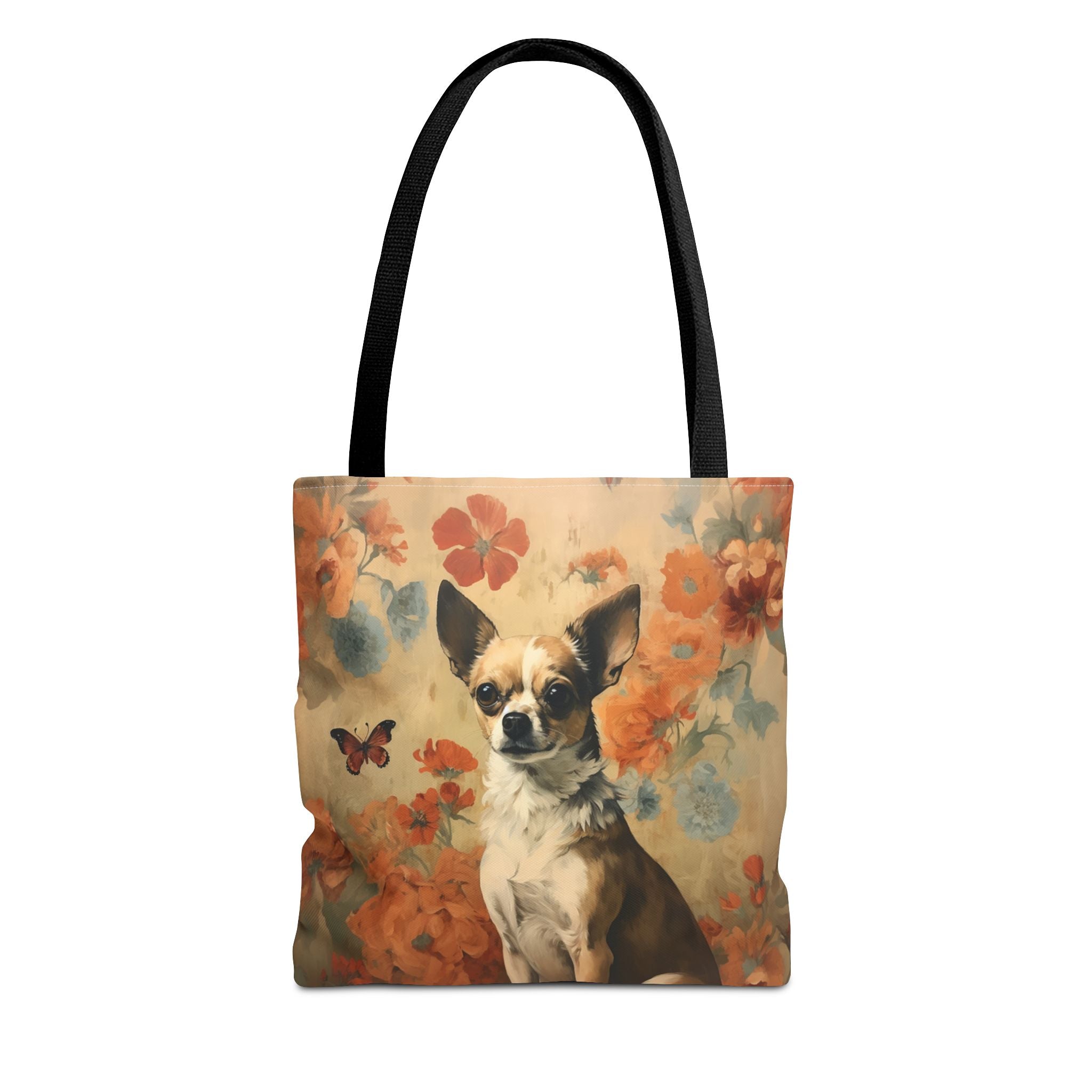 Floral Chihuahua Canvas Tote Bag - Dog Lover’s Carryall Gift