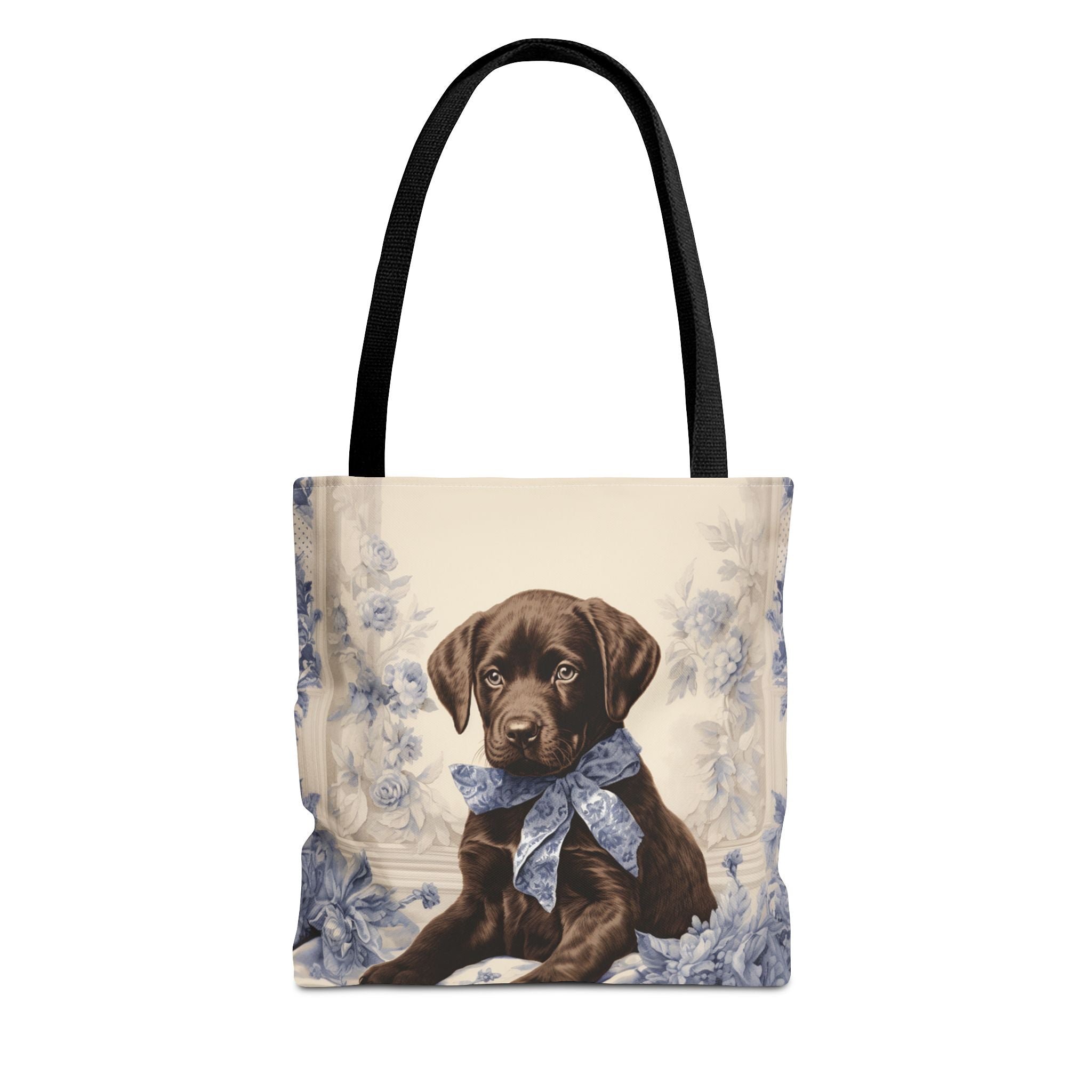 Chocolate Lab Puppy Tote Bag, Floral Artistic Eco-Friendly Gift