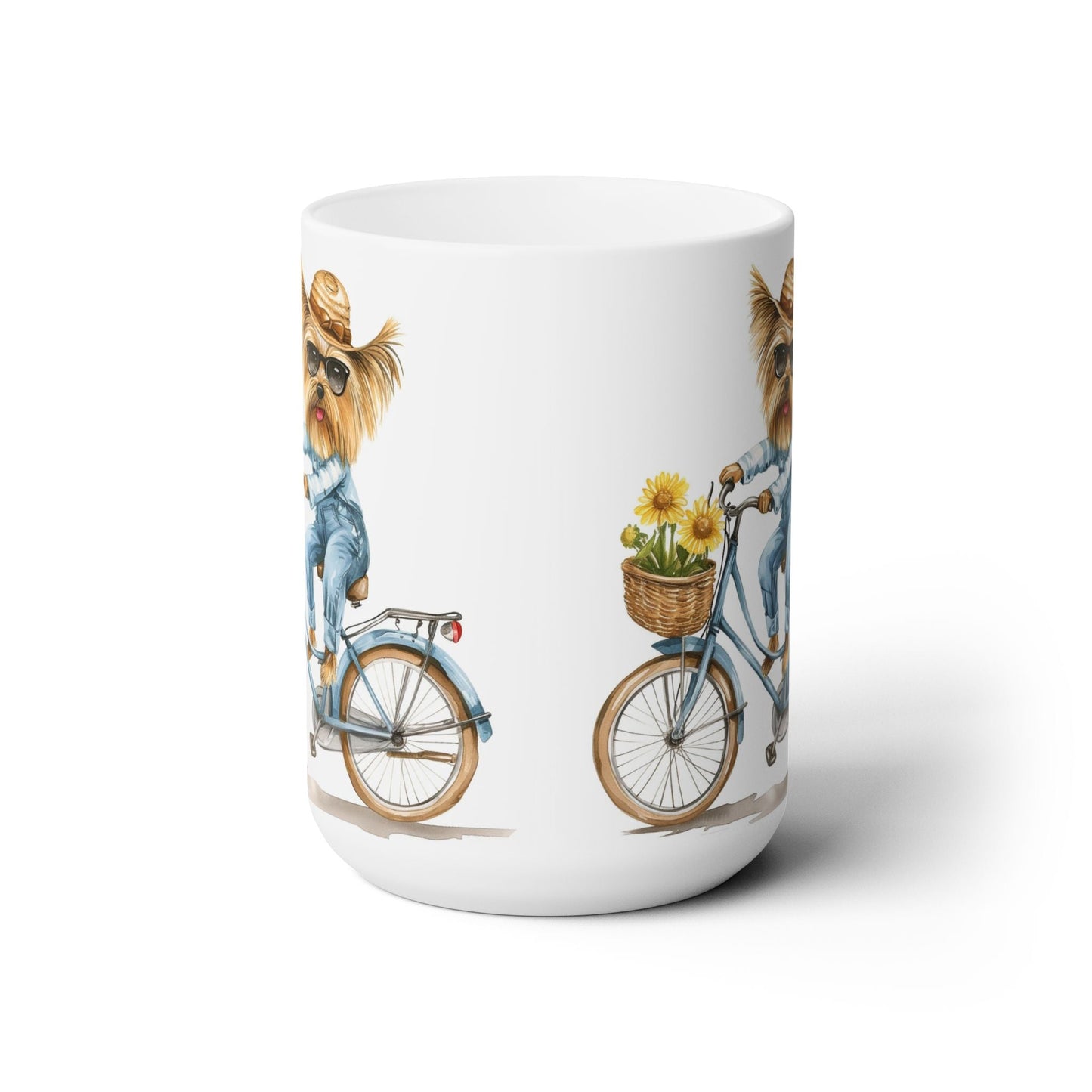 Yorkie on a Bike Mug - Cute Yorkshire Terrier Coffee Cup Gift