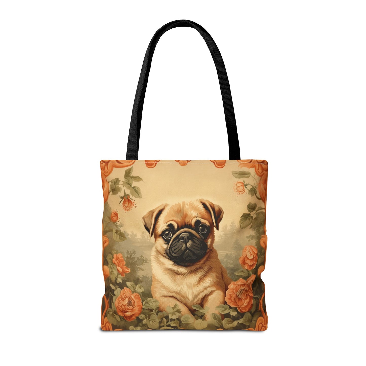 Charming Pug Floral Tote Bag, Perfect for Dog Lovers and Gifts