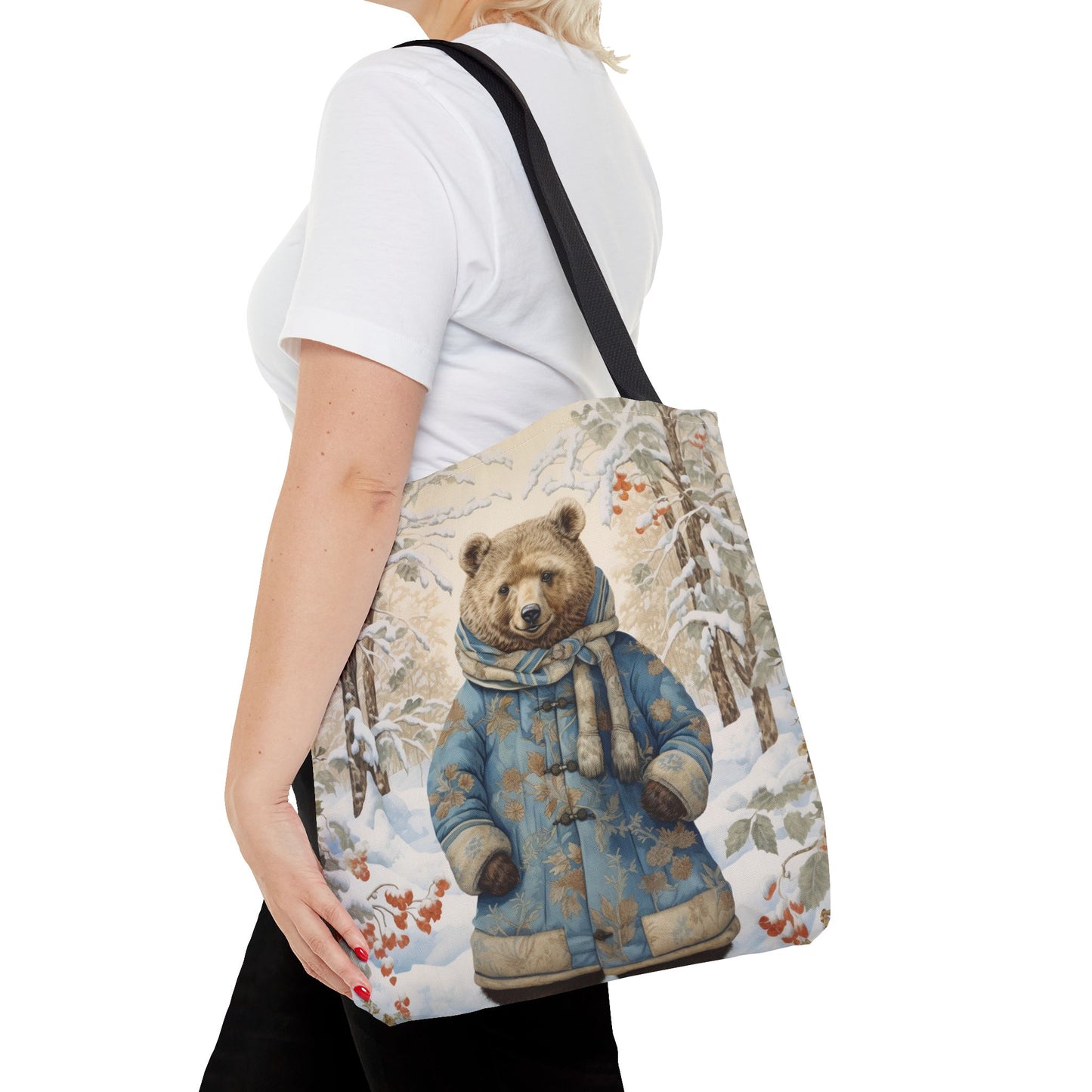 Winter Bear Wonderland Tote Bag, Cozy Winter Vibes Eco-Friendly Design