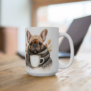 Frenchie Fall Cozy Mug - French Bulldog Autumn Coffee Cup