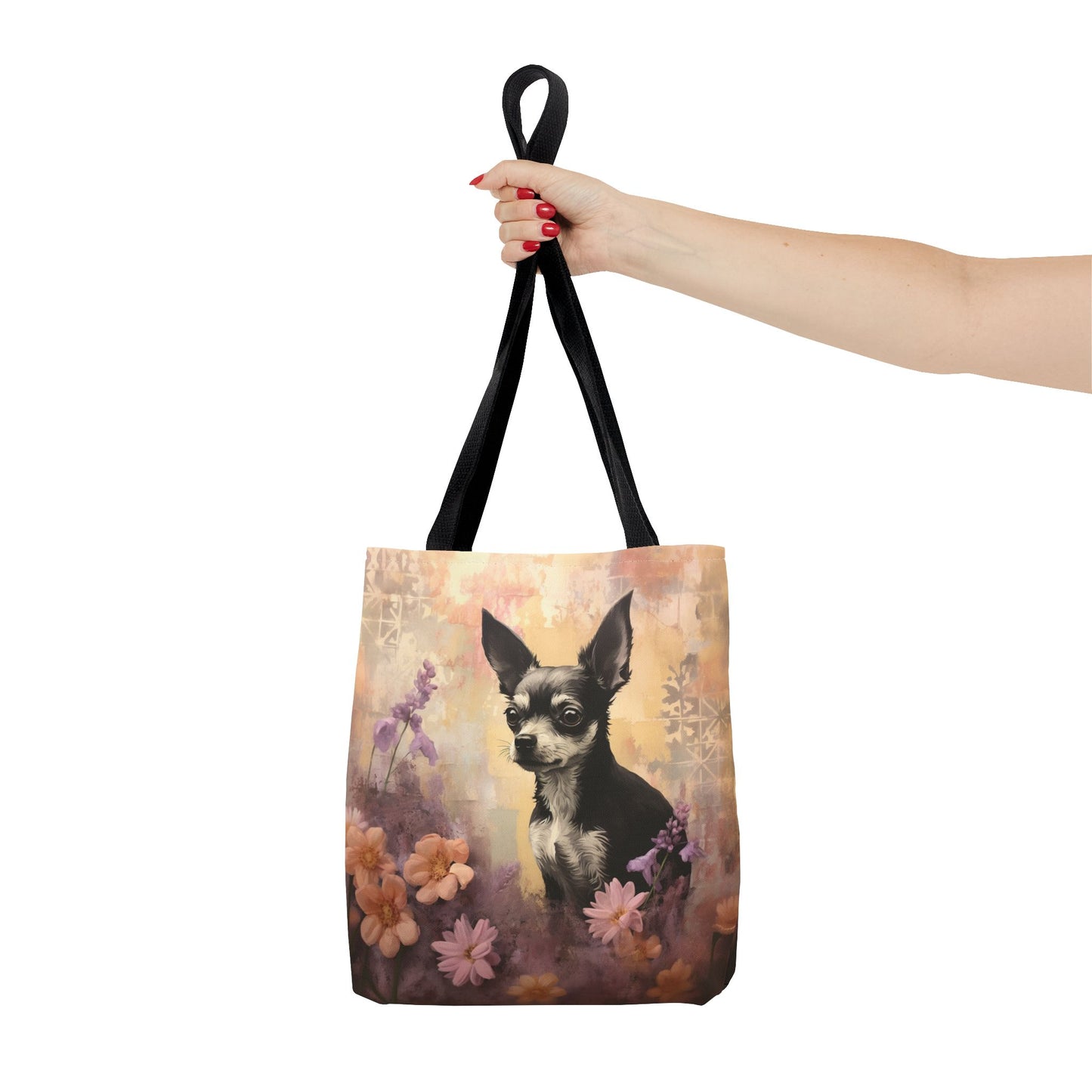 Charming Chihuahua Floral Tote Bag – Eco-Friendly Canvas Gift