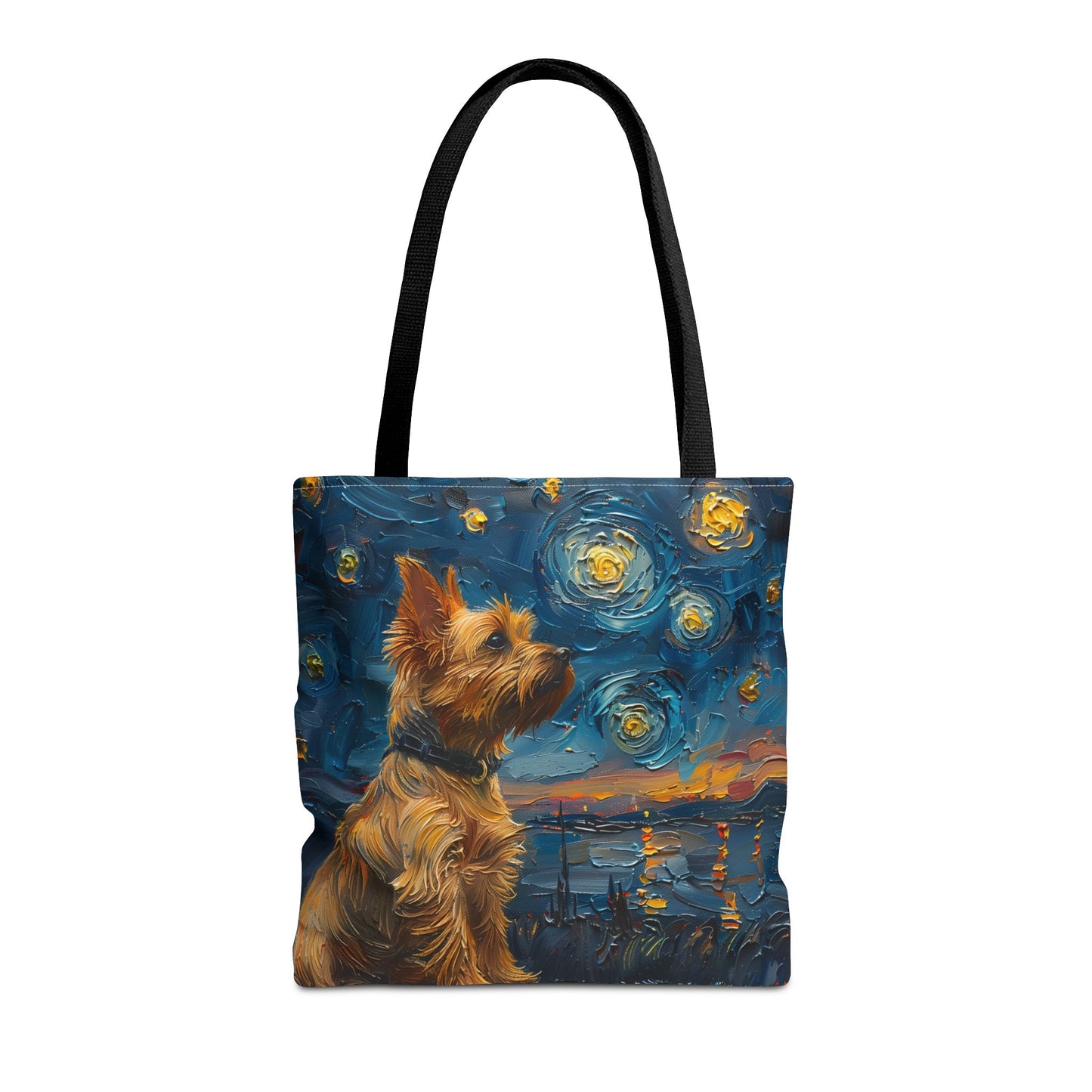 Yorkie Starry Night Canvas Tote Bag – Artistic & Eco-Friendly