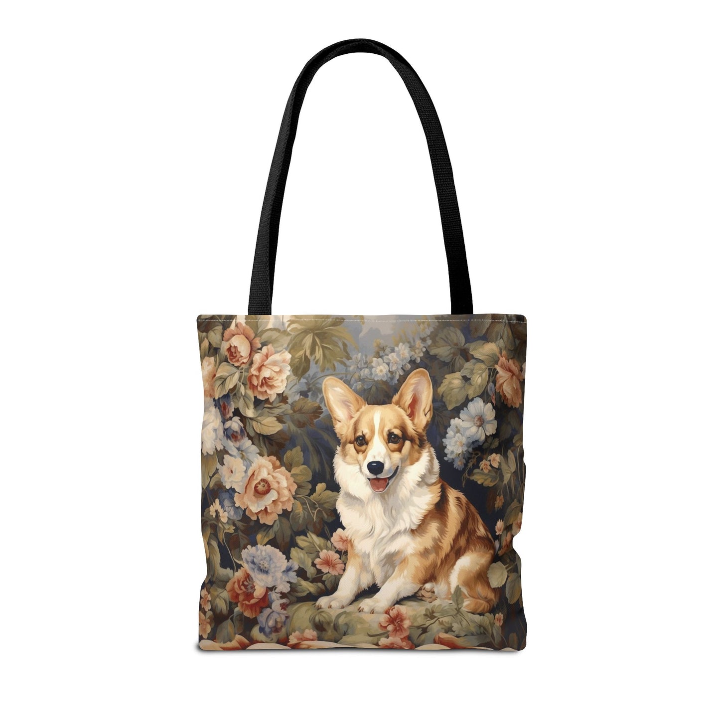 Corgi Bliss Floral Canvas Tote Bag, Eco-Friendly & Stylish Accessory