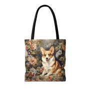 Corgi Bliss Floral Canvas Tote Bag, Eco-Friendly & Stylish Accessory