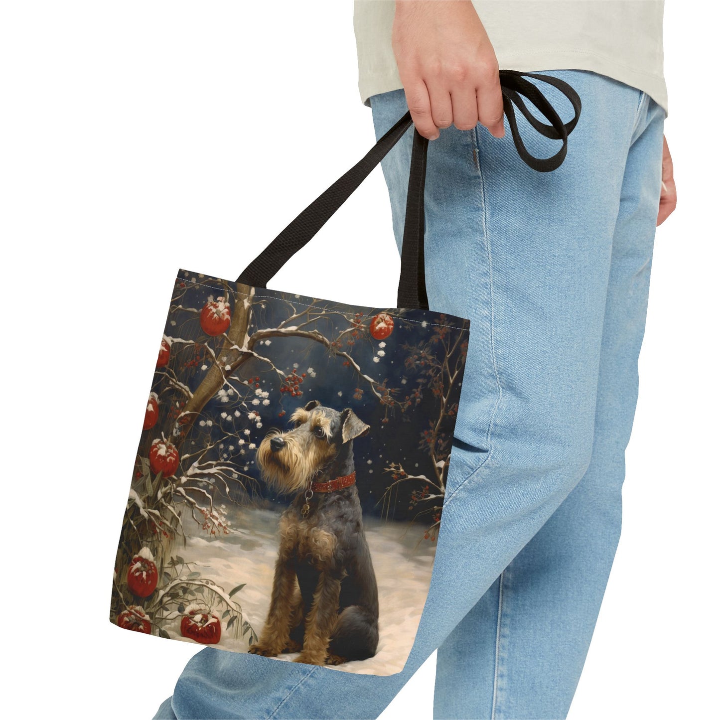 Miniature Schnauzer Christmas Wonderland Tote Bag, Festive Canvas Gift