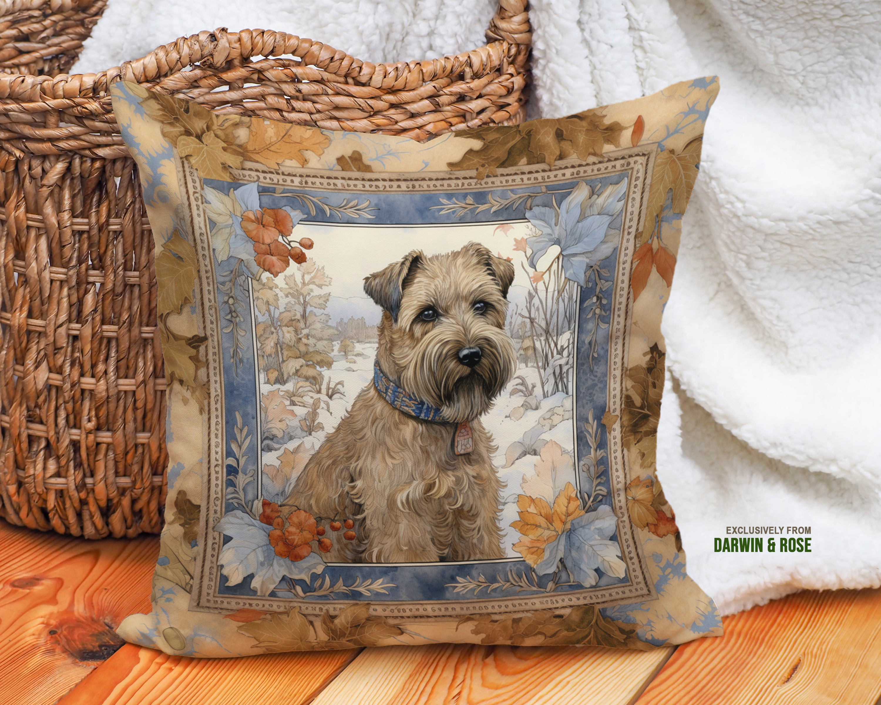 Wheaten Terrier Autumn Charm - Farmhouse Throw Pillow