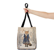 Winter Fox Meadow Tote Bag, Elegant Eco-Friendly Canvas for Nature Lovers