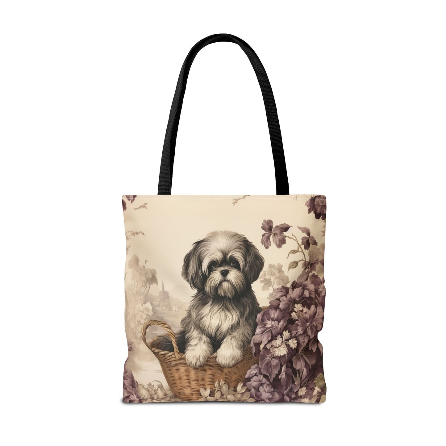 Shih Tzu Floral Garden Tote Bag, Eco-Friendly Pet Lover Gift