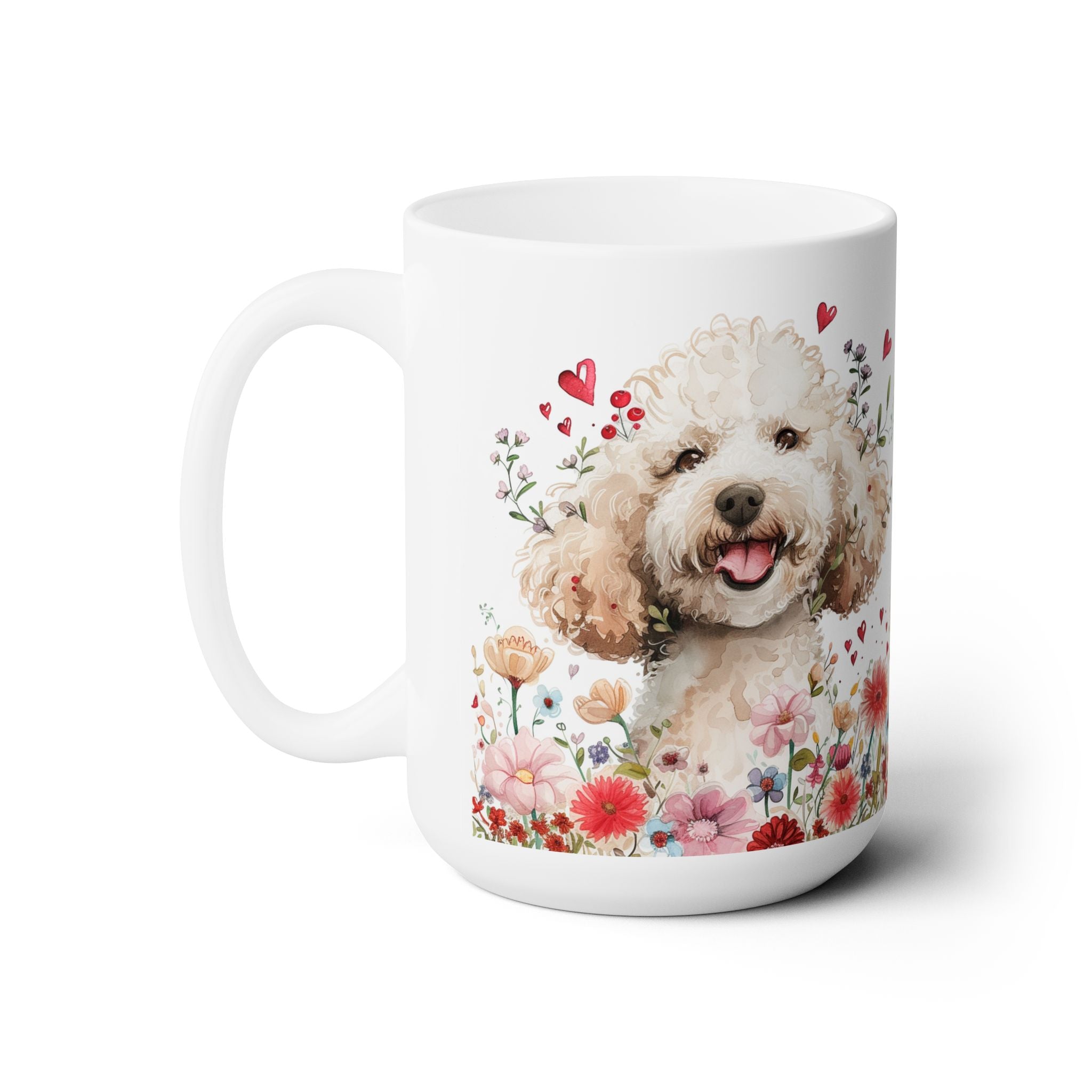 Poodle Love Valentine's Mug - Floral Dog Mom Coffee Cup Gift