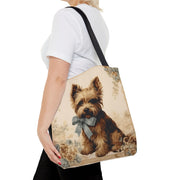 Yorkshire Terrier Tote Bag with Floral Design, Artistic Dog Lover Gift