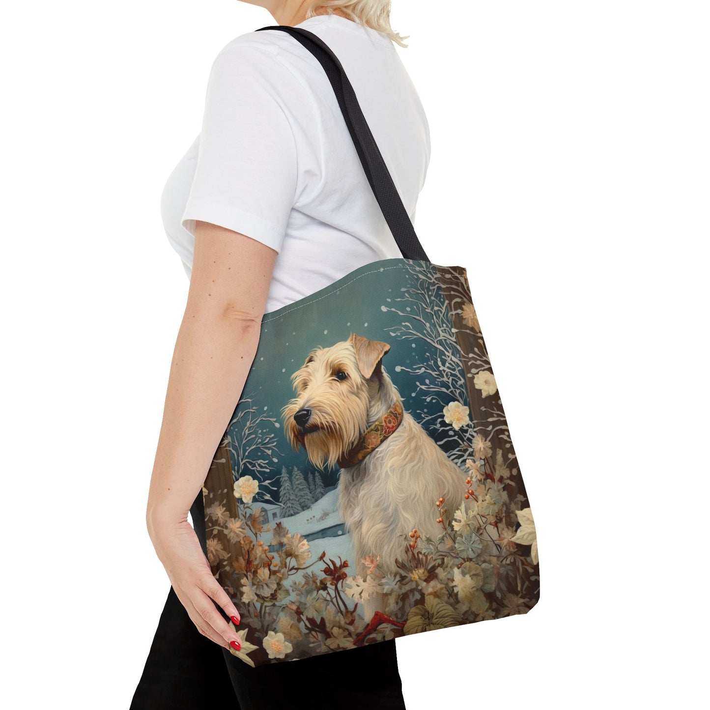 Wheaten Terrier Winter Charm Tote Bag, Eco-Friendly Canvas Gift