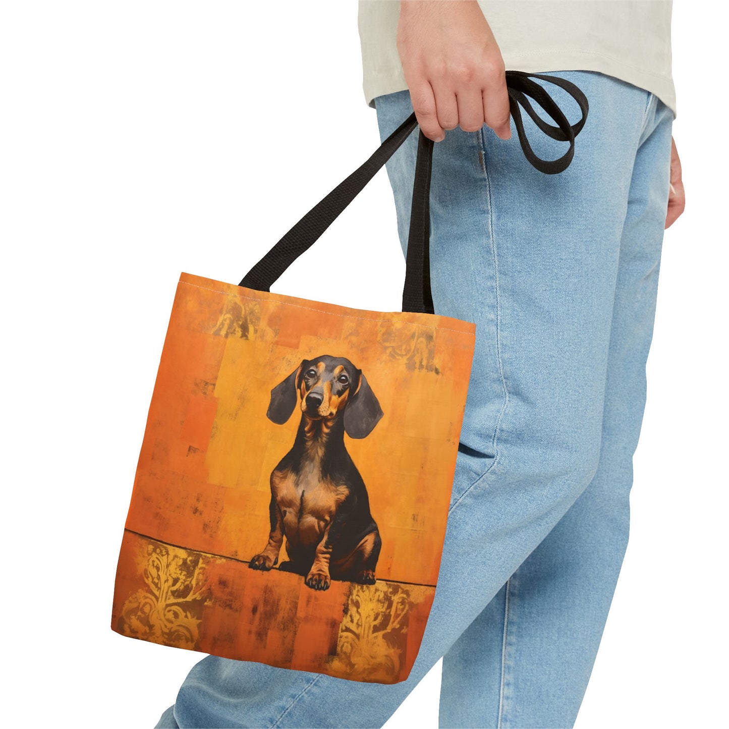 Dachshund Delight Tote Bag, Orange Canvas for Pet Lovers