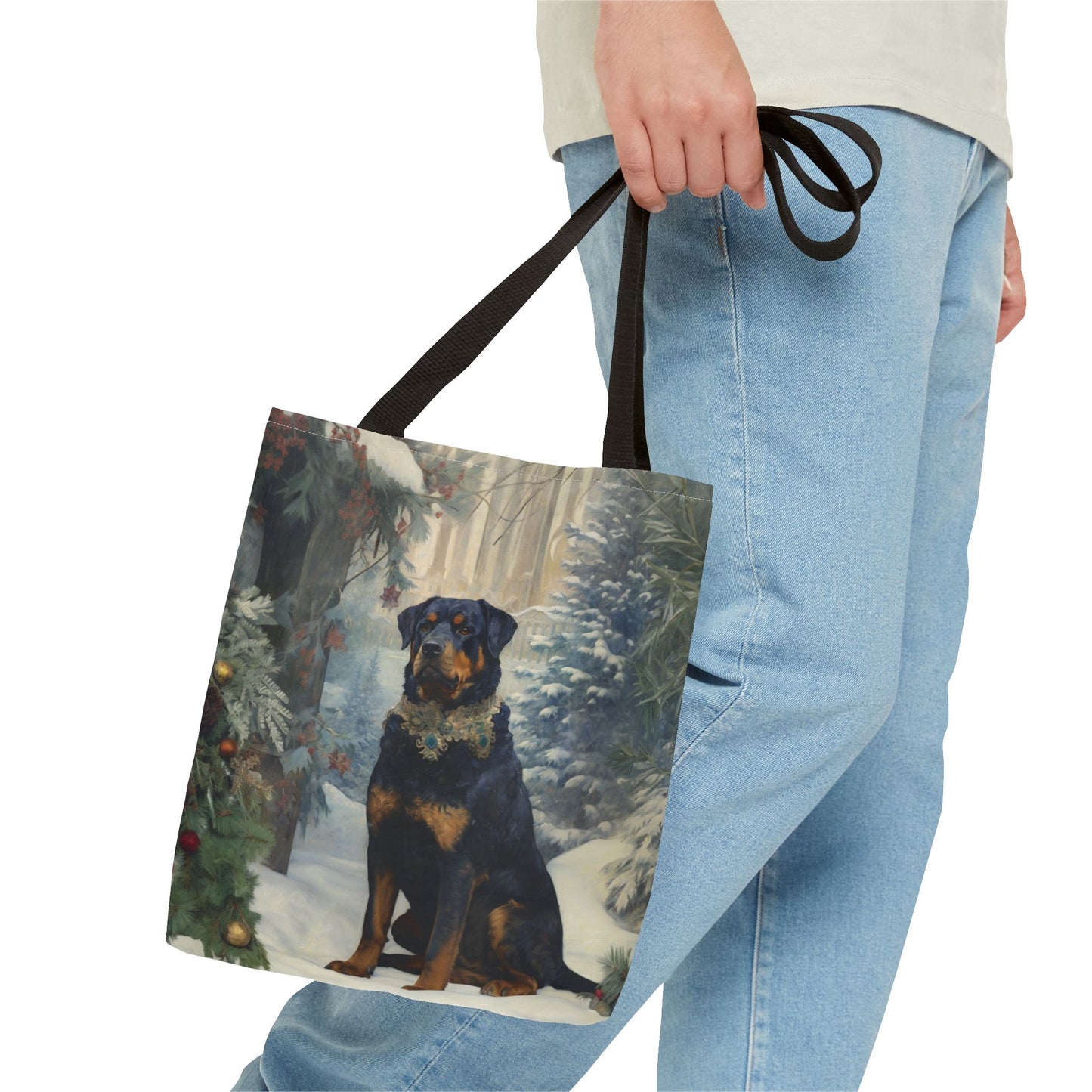 Rottweiler Winter Wonderland Canvas Tote Bag - Festive and Eco-Friendly