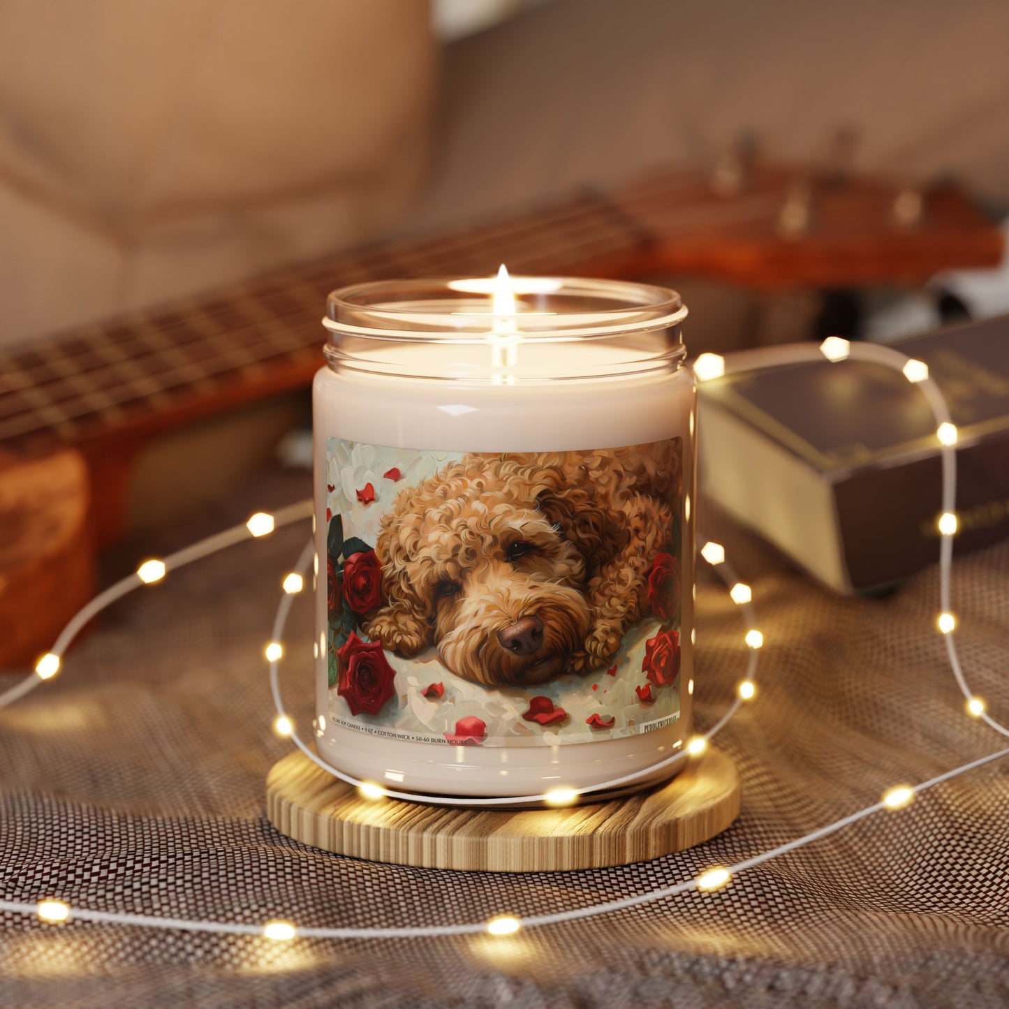 Labradoodle Rose Art Candle – Cozy Gift for Dog Lovers