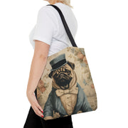 Aristocratic Pug Canvas Tote Bag – Vintage Floral Design