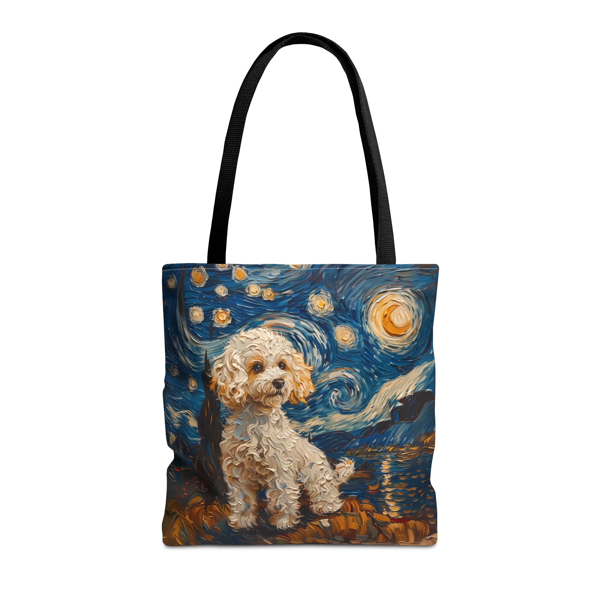 Starry Night Poodle Tote Bag, Artistic Eco-Friendly Canvas Design - Darwin & Rose