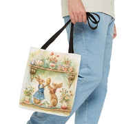 Whimsical Easter Bunny Tote Bag, Perfect for Spring and Market Days