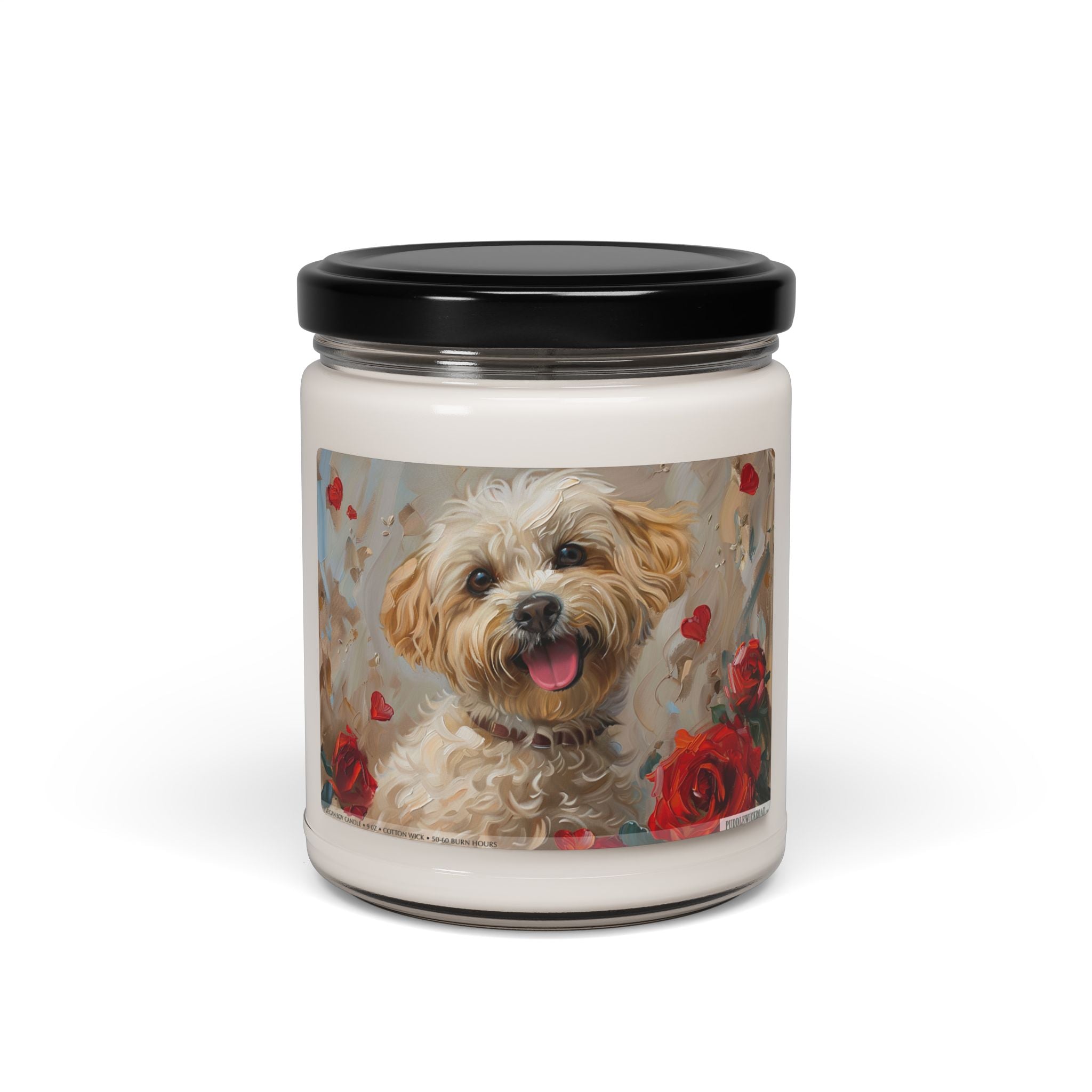 Maltipoo Love Candle - Dog Lover Gift with Floral Vintage Art