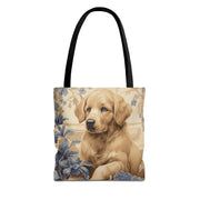 Golden Retriever Blossom Canvas Tote Bag, Artistic Eco-Friendly Design