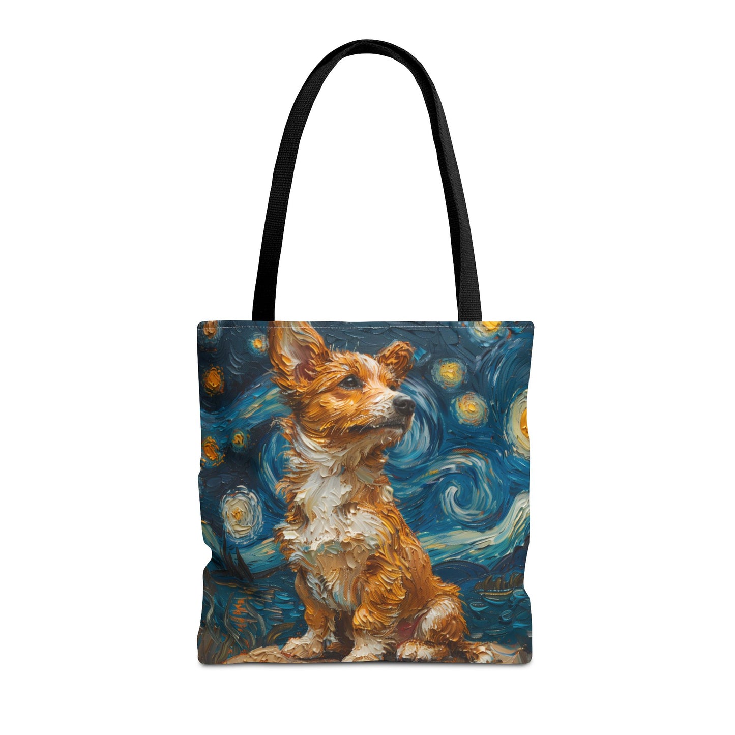 Starry Night Corgi Canvas Tote Bag - Artistic Dog Lover Gift, Eco-Friendly Shopping Companion