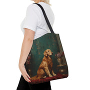 Golden Retriever Floral Art Tote Bag, Eco-Friendly Dog Lover Gift