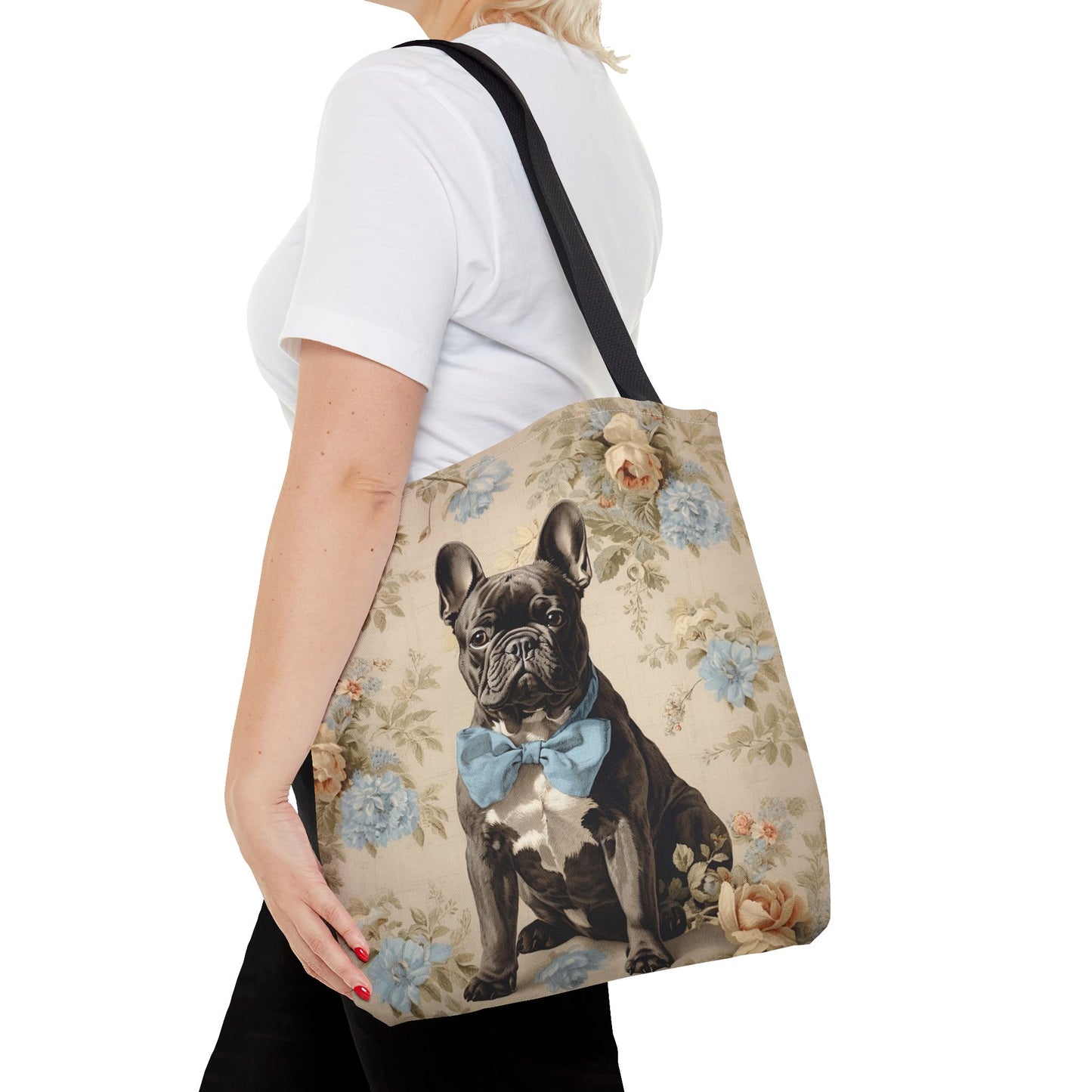 French Bulldog Floral Tote Bag with Vintage Charm