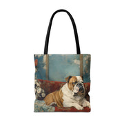 Refined Bulldog Art Canvas Tote Bag - Stylish and Eco-Friendly Gift