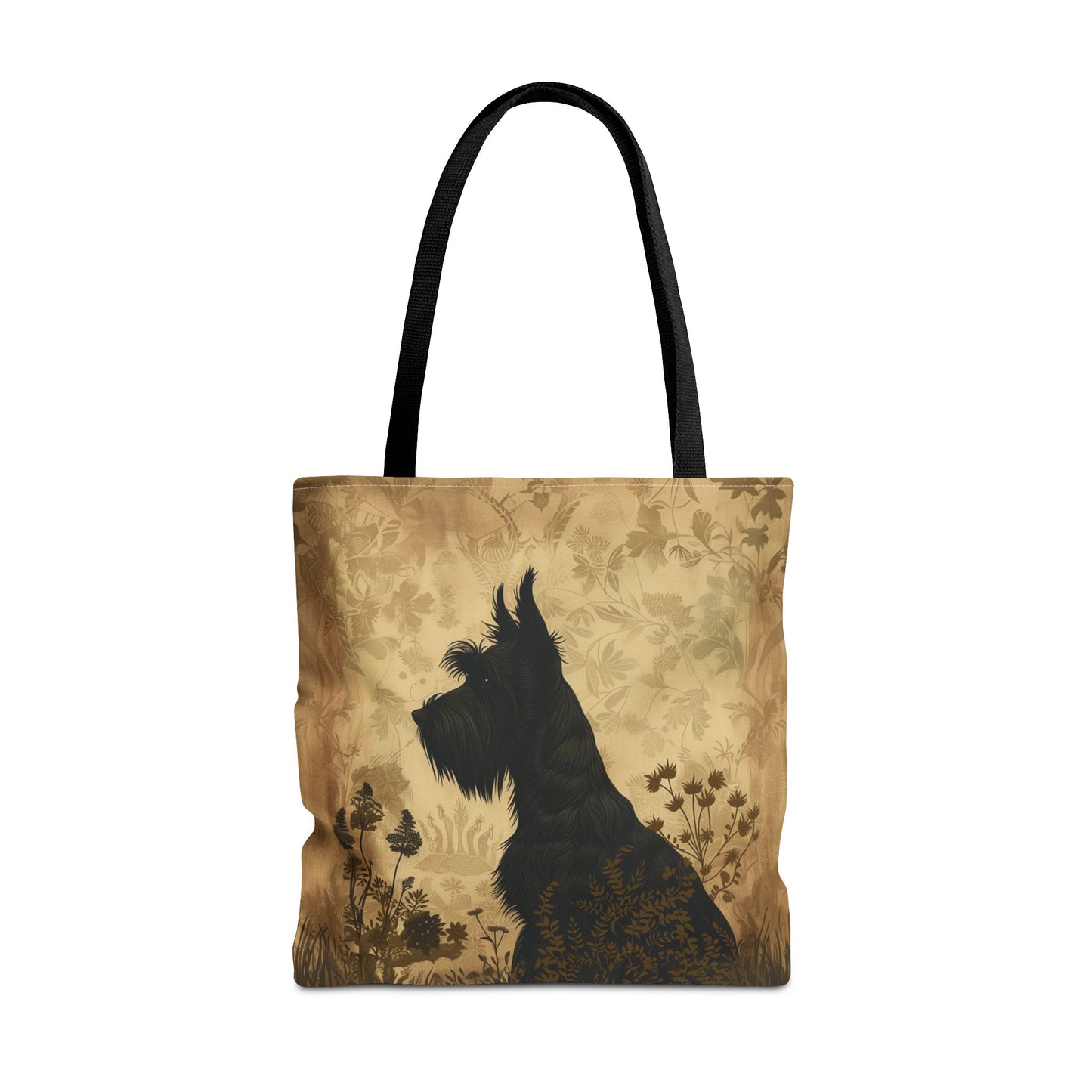 Scottish Terrier Vintage Floral Tote Bag, Elegant Eco-Friendly Design