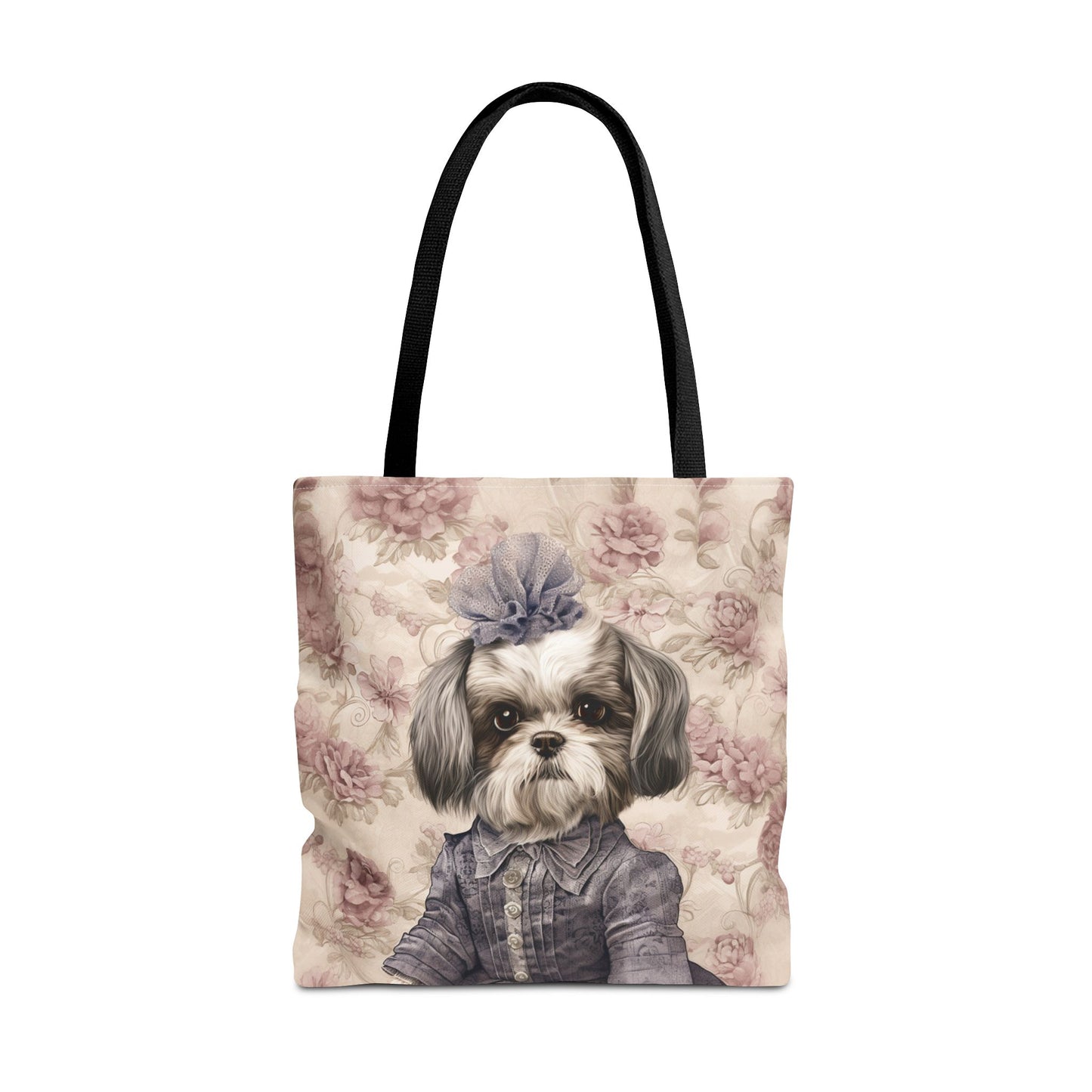 Shih Tzu Chic Floral Tote Bag: Elegant Canvas for Dog Lovers