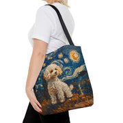 Starry Night Poodle Tote Bag, Artistic Eco-Friendly Dog Lover Gift