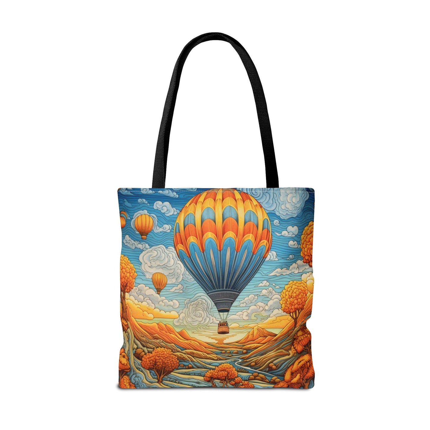 Hot Air Balloon Canvas Tote Bag, Vibrant Autumn Design for Eco Shoppers