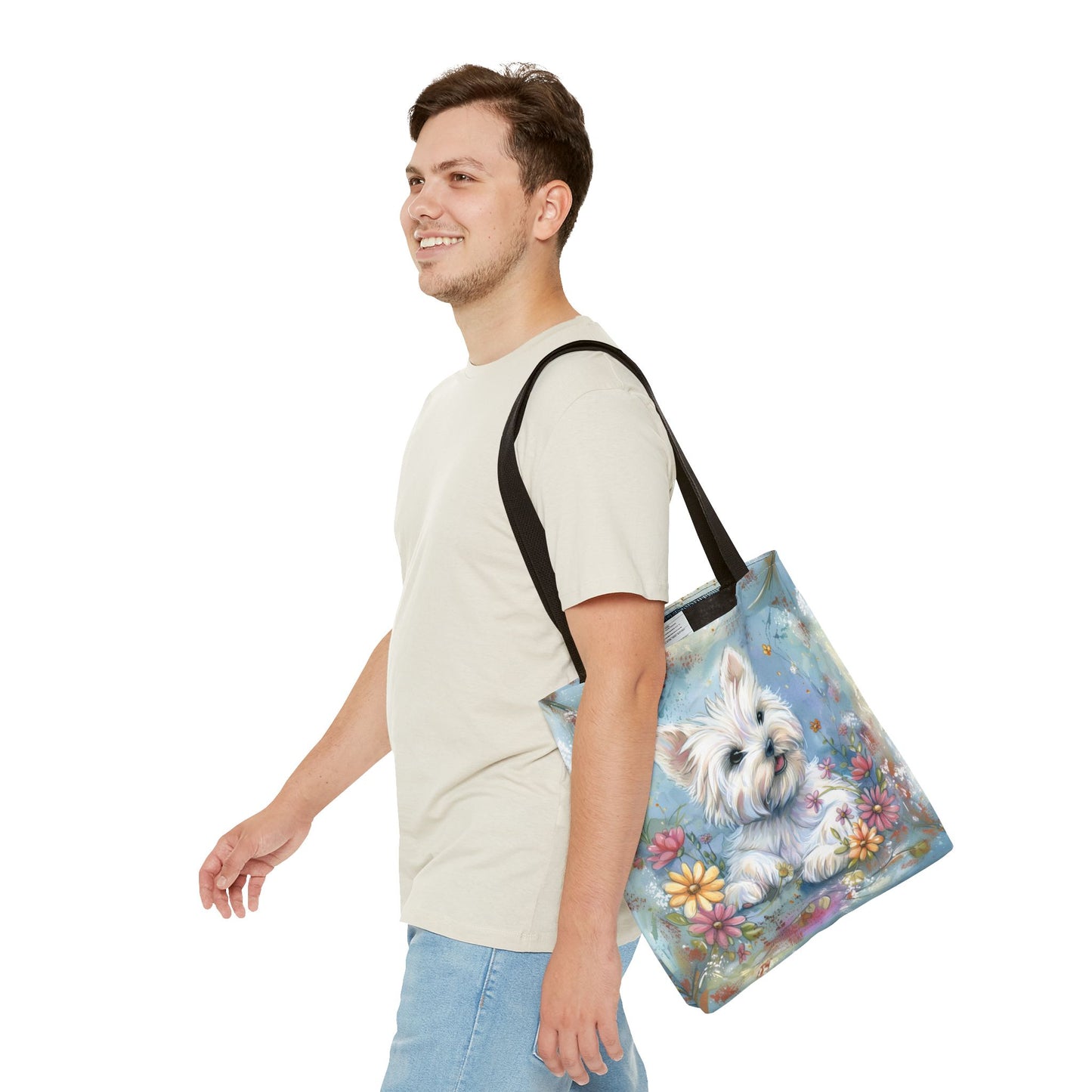 Westie Floral Bliss Tote Bag, Artistic Canvas for Dog Lovers