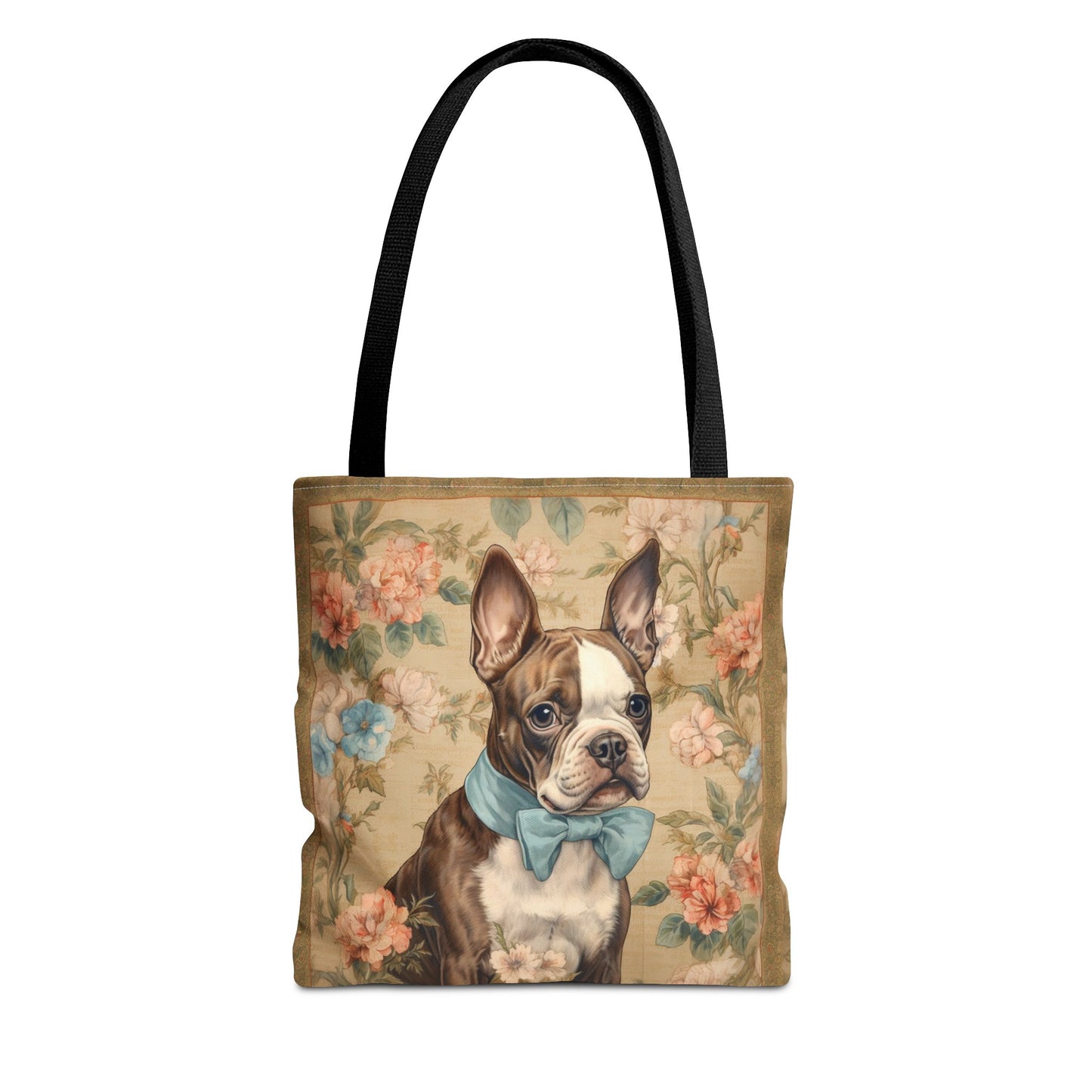 Boston Terrier Tote Bag – Floral Elegance, Eco-Friendly Market Tote