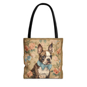 Boston Terrier Tote Bag – Floral Elegance, Eco-Friendly Market Tote