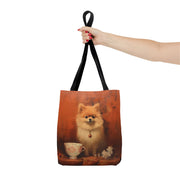 Pomeranian Elegance Tote Bag, Eco-Friendly Canvas with Artistic Charm