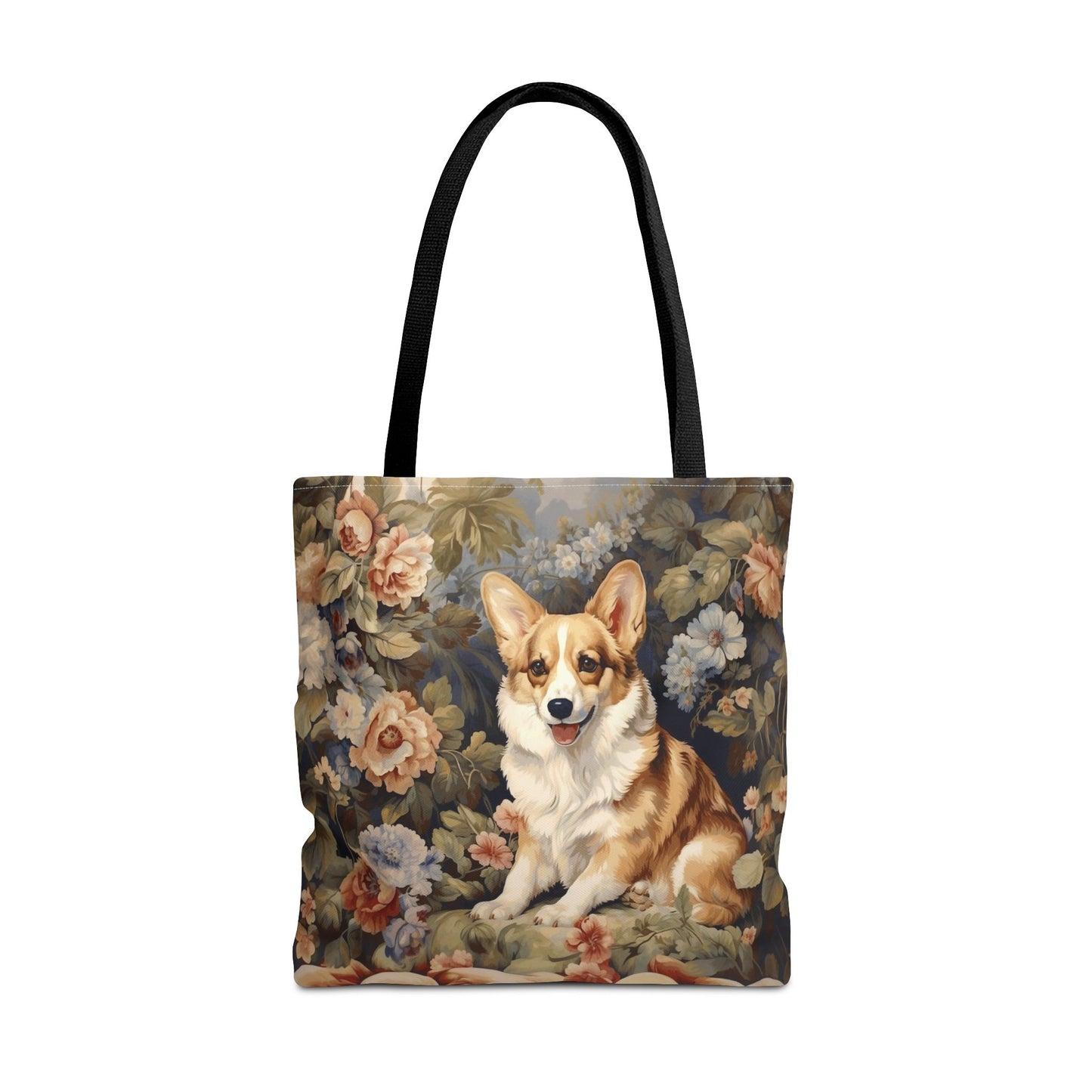 Corgi Bliss Floral Canvas Tote Bag, Eco-Friendly & Stylish Accessory